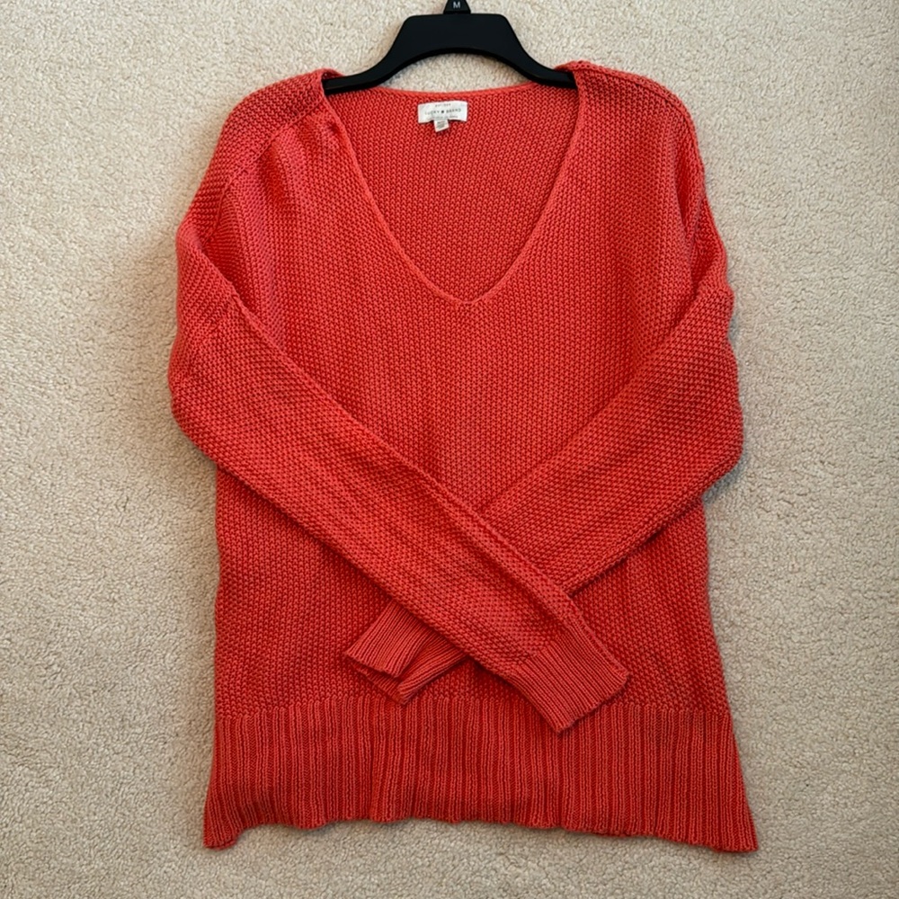 Lucky Brand Coral sweater, size M, hand knit